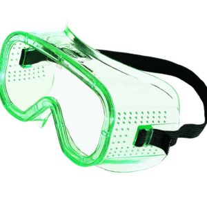 lunettes-masque de protection transparente avec monture verte et sangle réglable